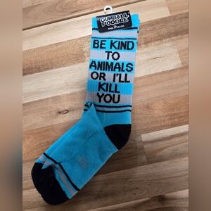 Gumball Poodle Blue and Black Thick Long Crew Graphic Socks